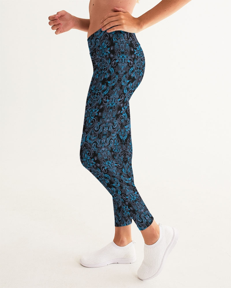 Blue Vines and Lace Women's All-Over Print Yoga Pants