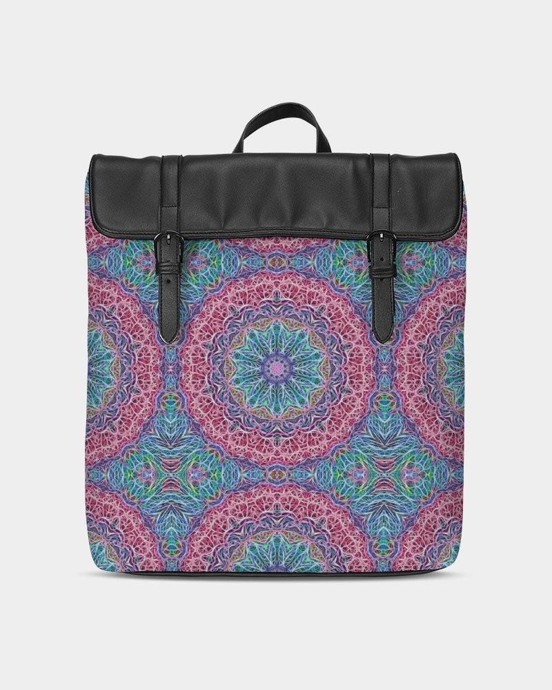 Blue Red Snowflake Kaleidoscope Casual Flap Backpack