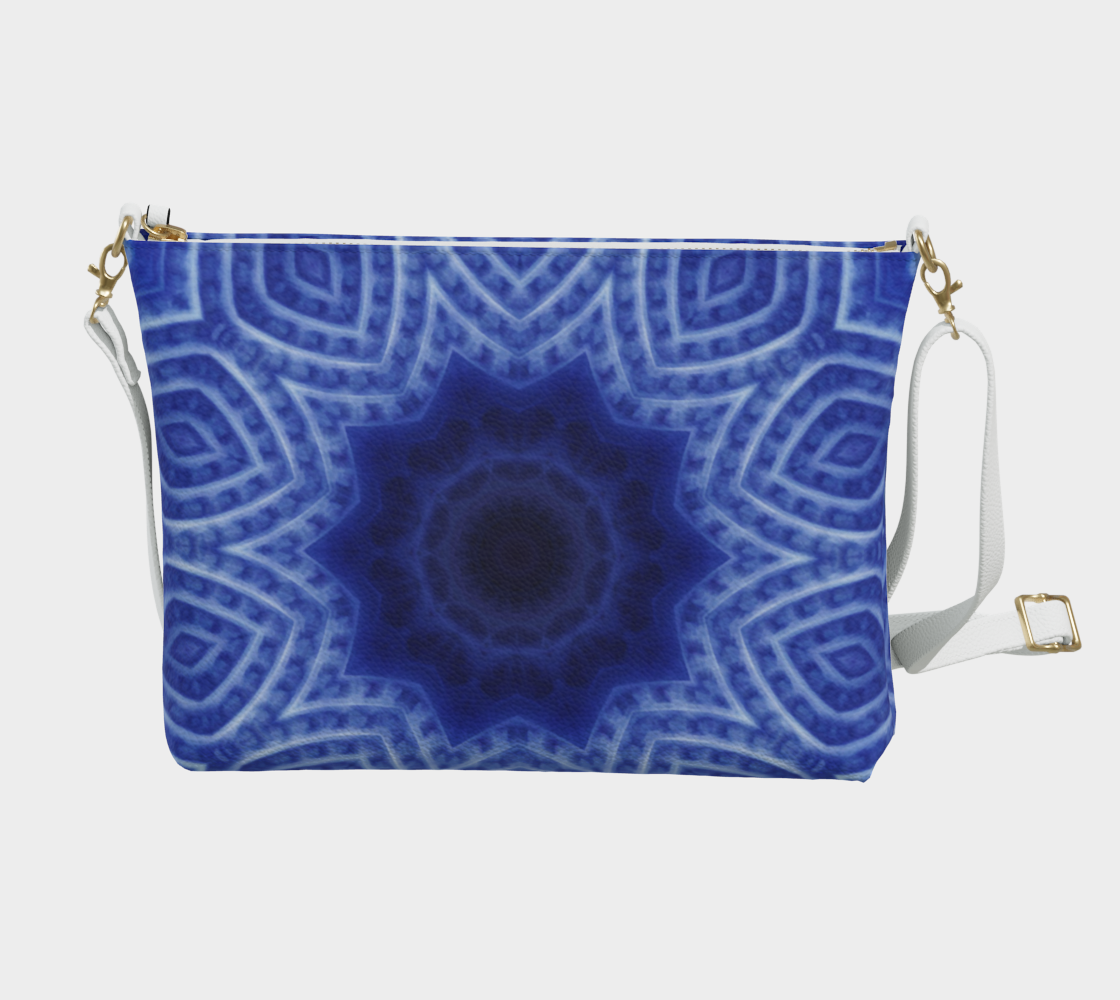 Blue and White Striped Kaleidoscope Vegan Crossbody Purse