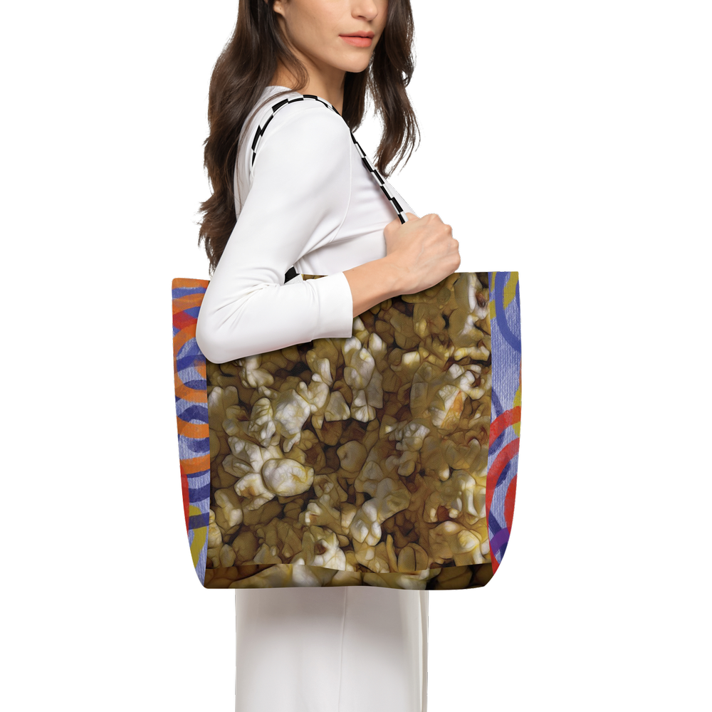 Buttered Popcorn Large City Tote Bag Lined with Inside Pocket – Linen Like Fabric