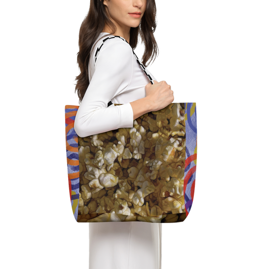 Buttered Popcorn Large City Tote Bag Lined with Inside Pocket – Linen Like Fabric