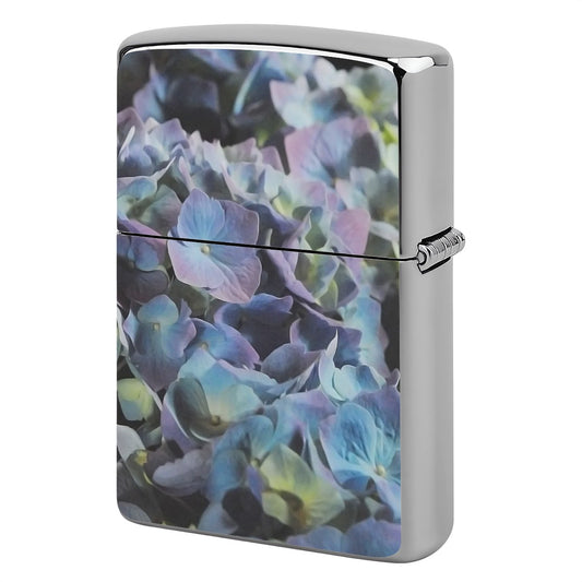 Metal Lighter Case Blue and Purple Hydrangeas