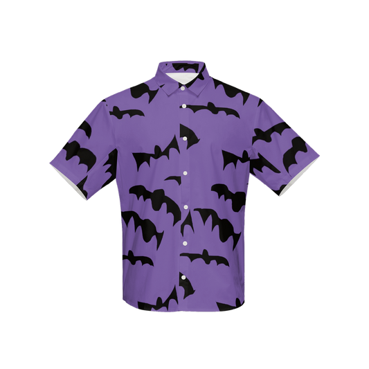 Bats Pattern Women's Short-Sleeve Button-Up Shirt-Cotton Feel