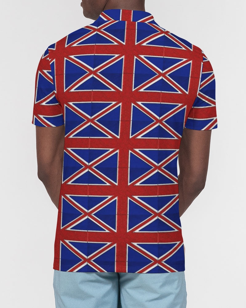 British Flag Pattern Men's All-Over Print Slim Fit Short Sleeve Polo