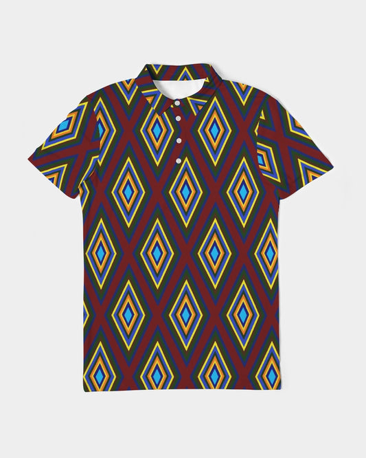 Colorful Diamonds Men's All-Over Print Slim Fit Short Sleeve Polo