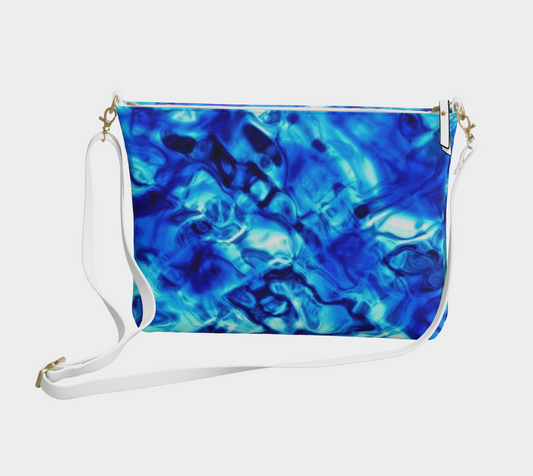 Blue Water Abstract Vegan Crossbody Purse