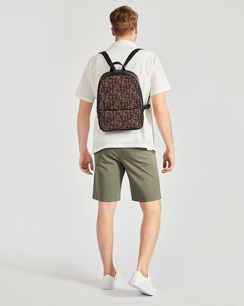 Coffee Bean Pattern Classic Faux Leather Backpack