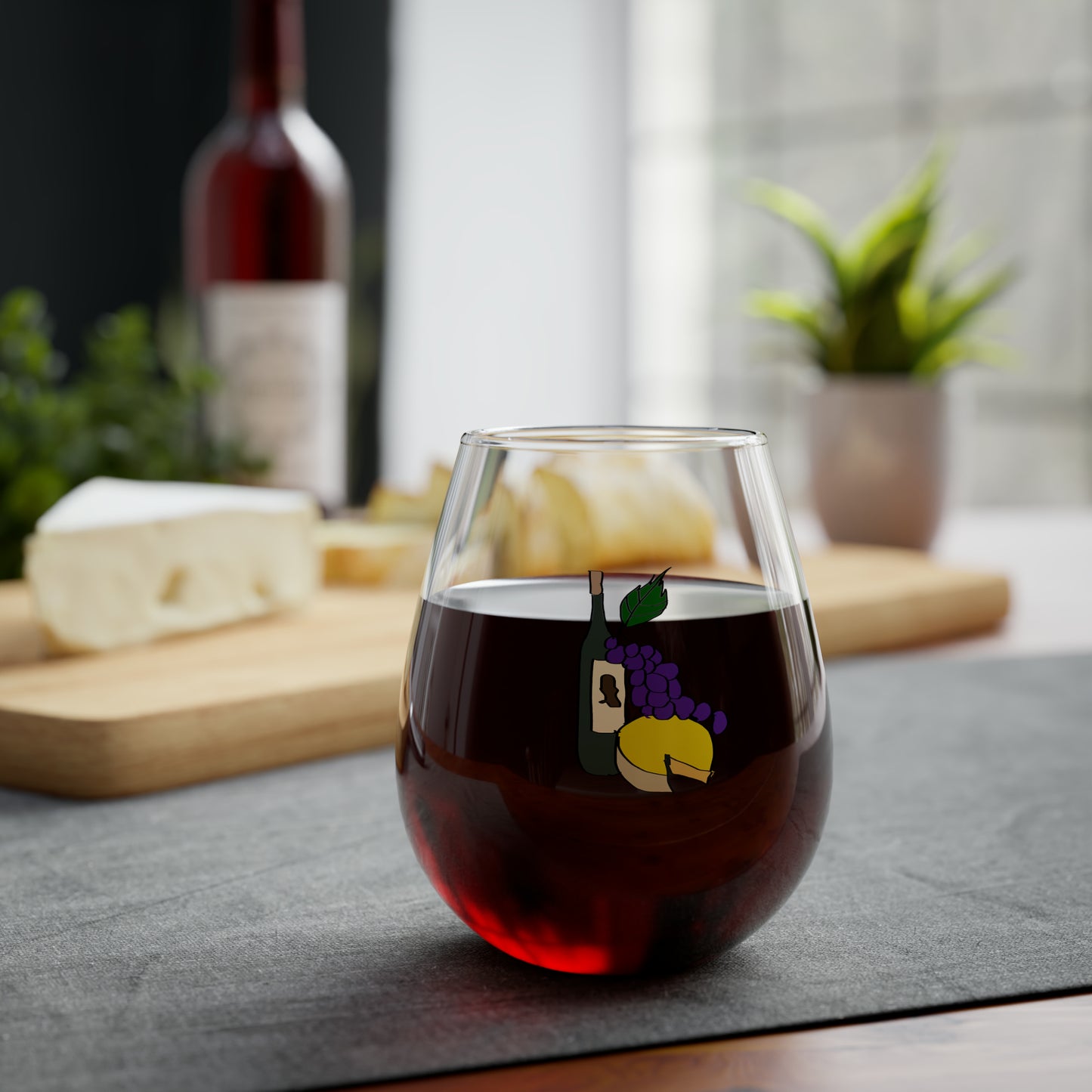 Wine and Cheese Stemless Wine Glass, 11.75oz