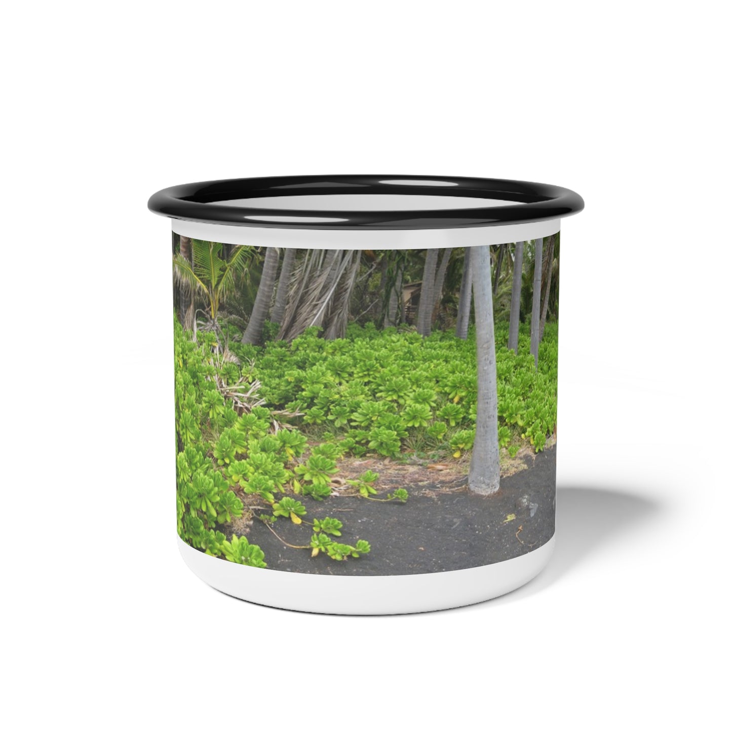 Black Sand Beach Hawaii Enamel Camp Cup