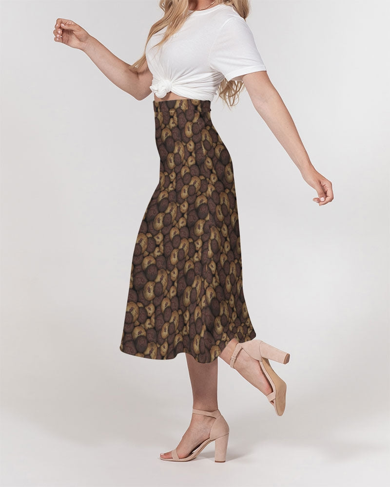 Chocolate Chip Cookies Women's All-Over Print A-Line Midi Skirt