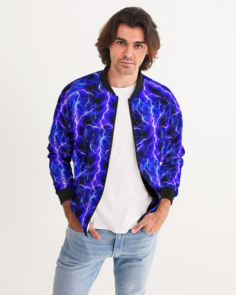 Blue Lightning Men's All-Over Print Bomber Jacket