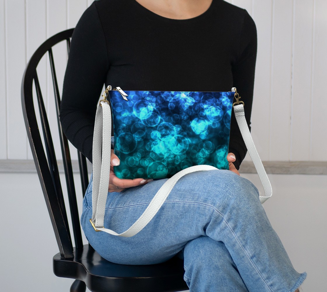 Blue Ocean Bokeh Vegan Crossbody Purse