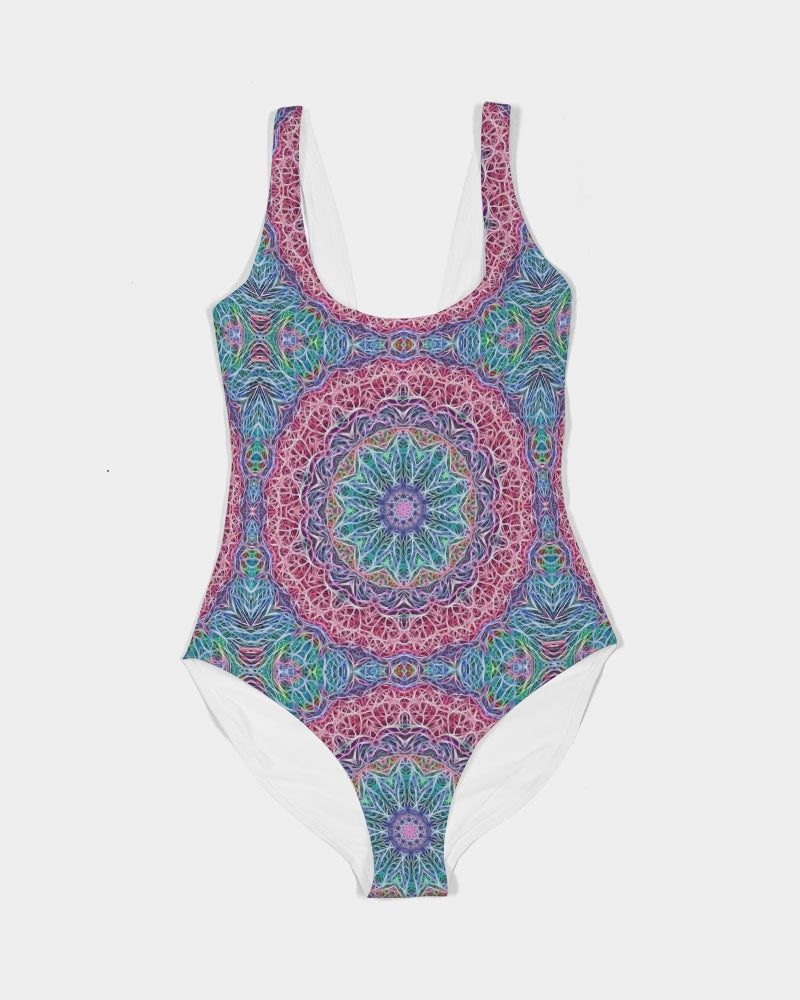 Blue Red Snowflake Kaleidoscope Women's All-Over Print One-Piece Swimsuit