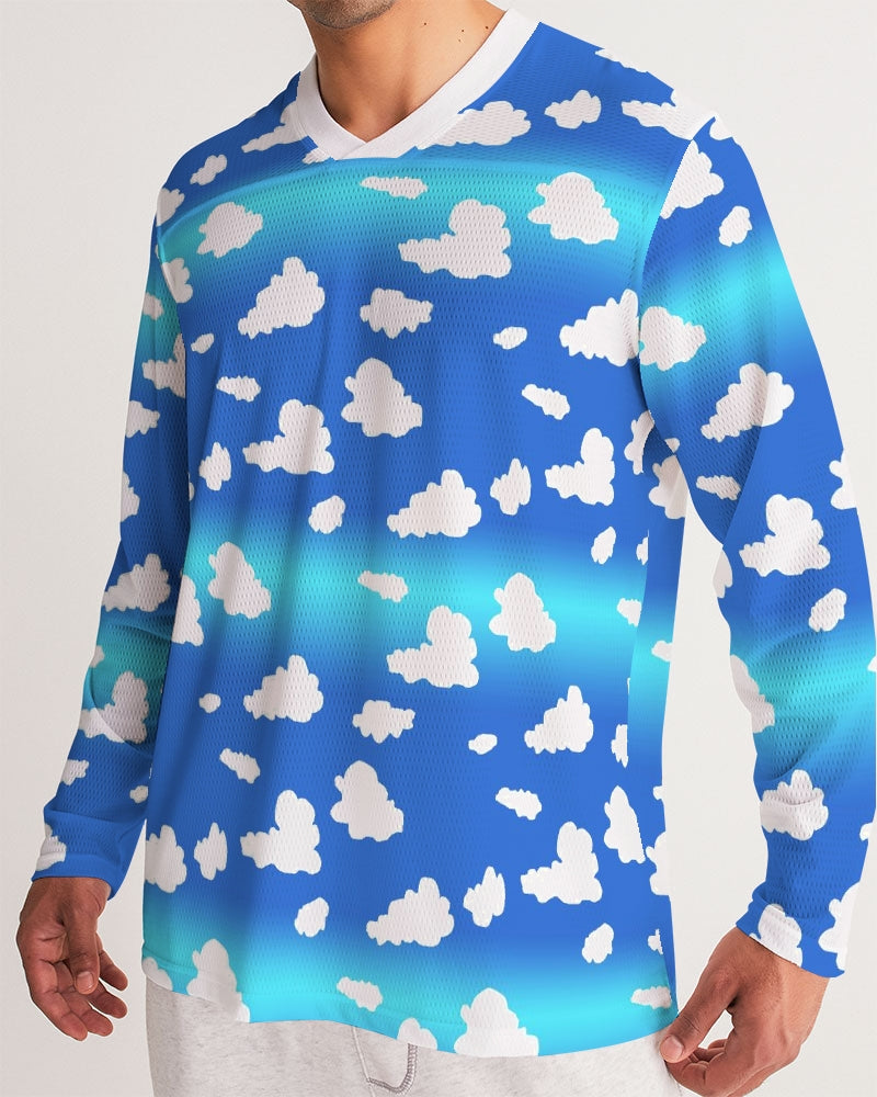 Clouds Pattern Men's All-Over Print Long Sleeve Sports Jersey