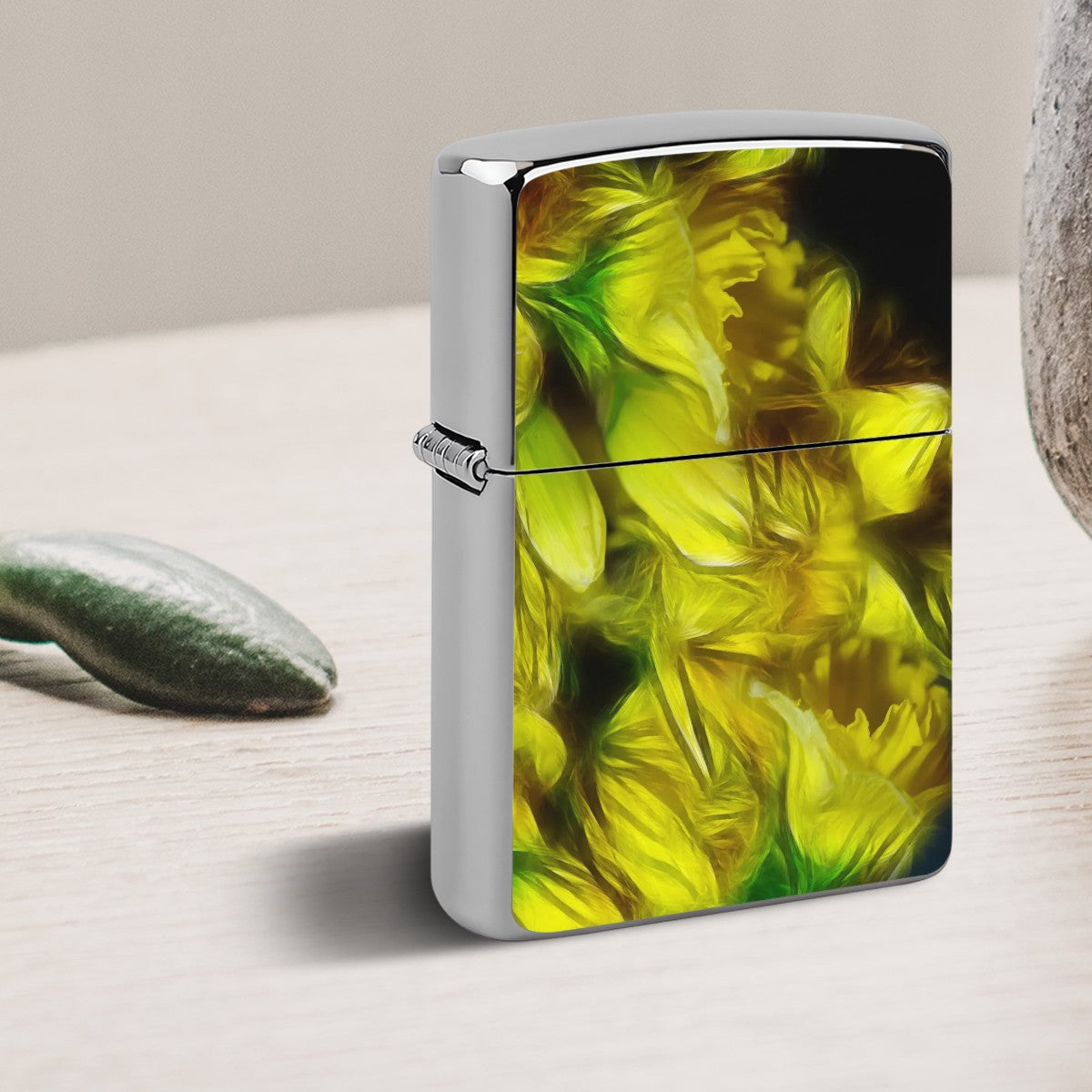 Metal Lighter Case Yellow Daffodills