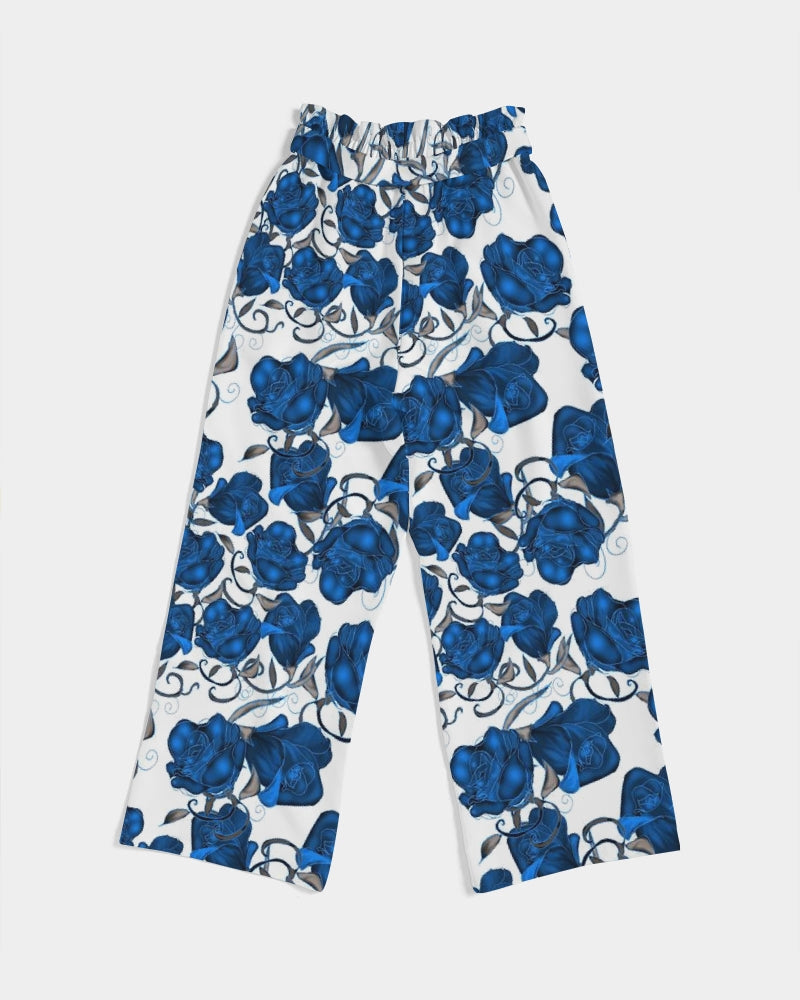 Blue Roses Women's All-Over Print High-Rise Wide Leg Pants