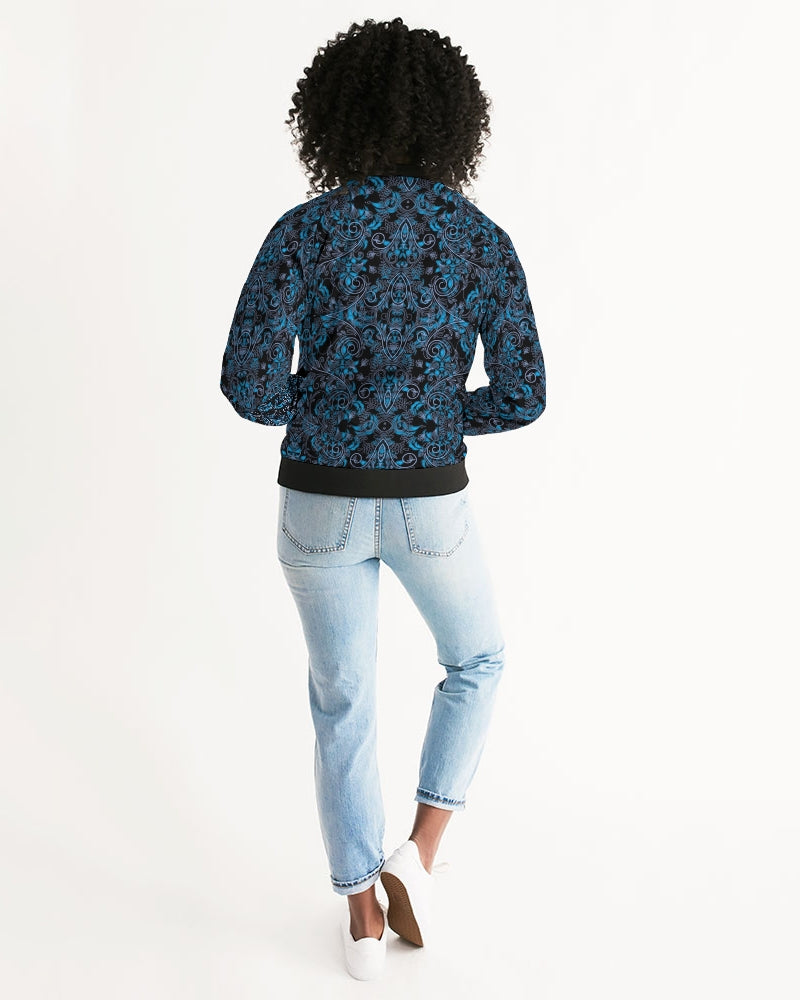 Blue Vines and Lace Women's All-Over Print Bomber Jacket