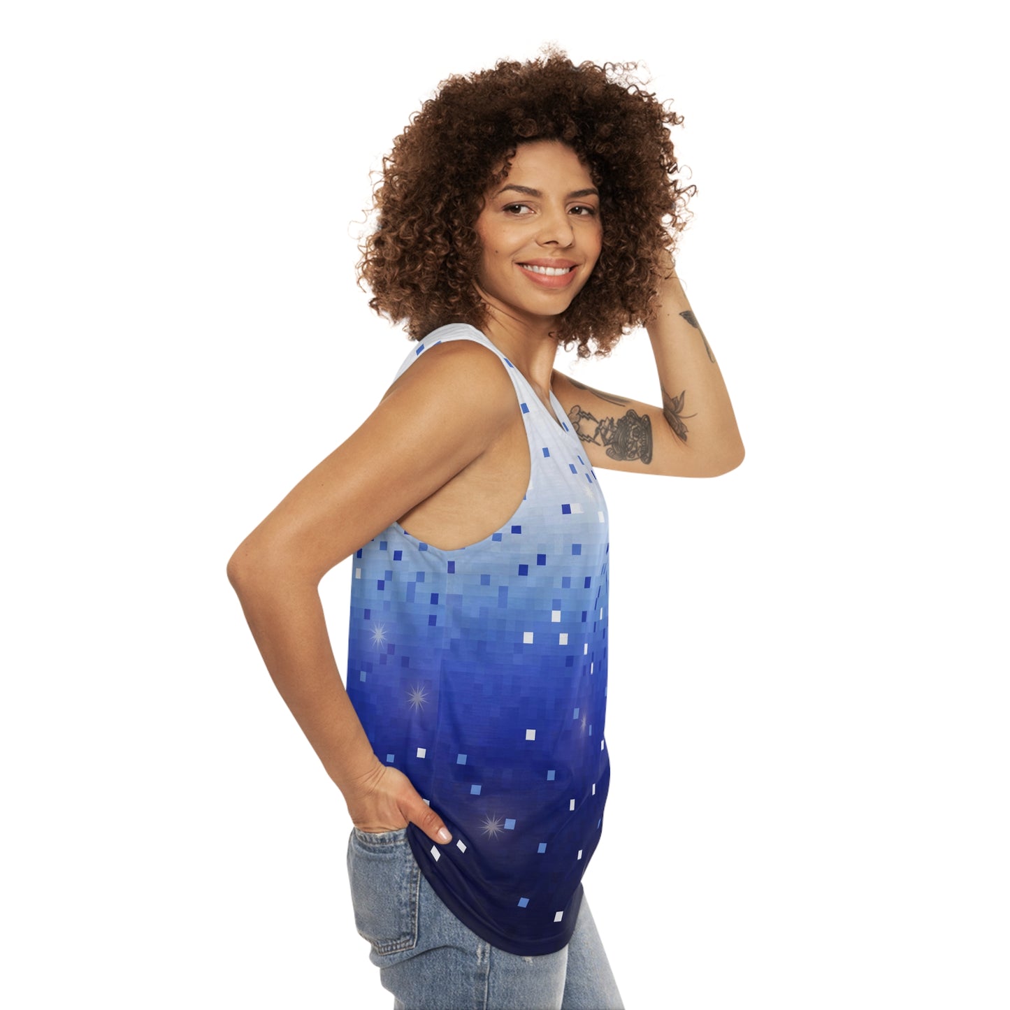 Blue Square Confetti Unisex Tank Top (AOP)