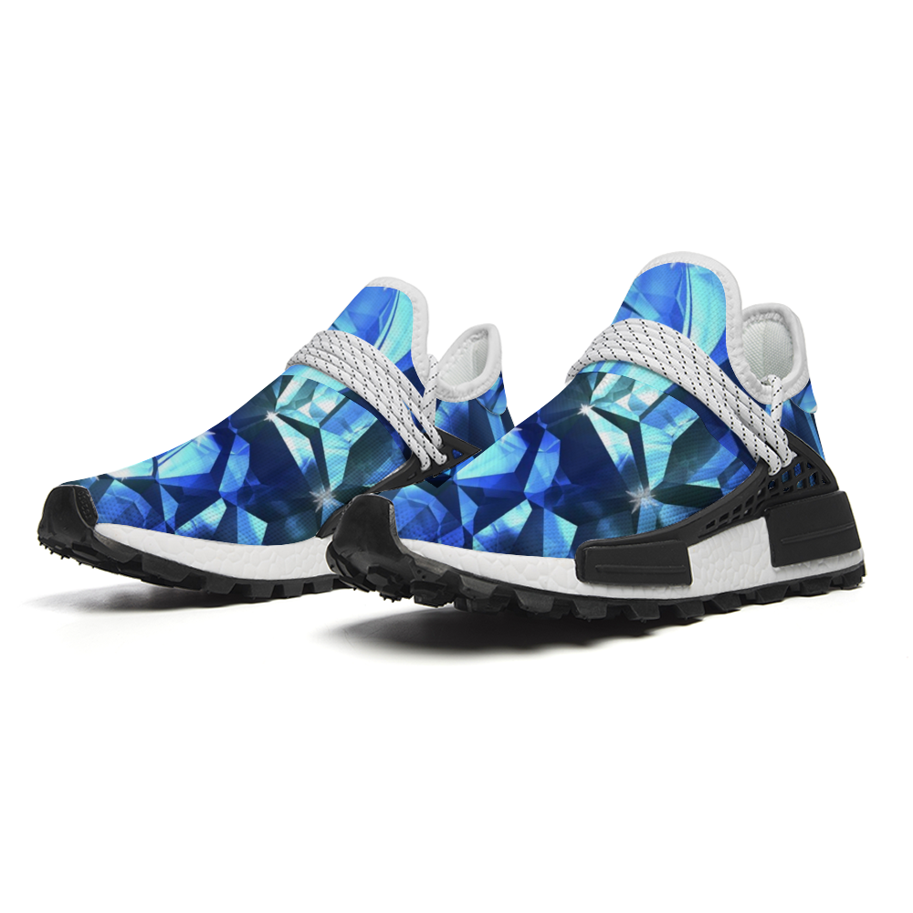 Blue Crystal Pattern Custom Unisex Mid Top Breathable Non-slip Sneakers