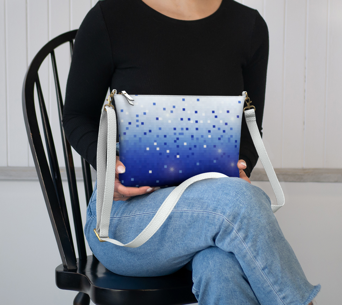 Blue Square Confetti Vegan Crossbody Purse