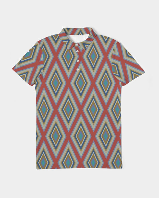 Colorful Diamonds Variation 3 Men's All-Over Print Slim Fit Short Sleeve Polo