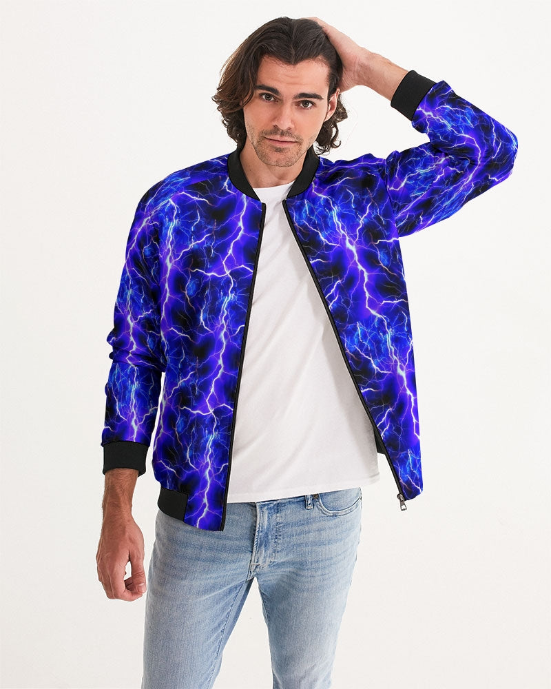 Blue Lightning Men's All-Over Print Bomber Jacket