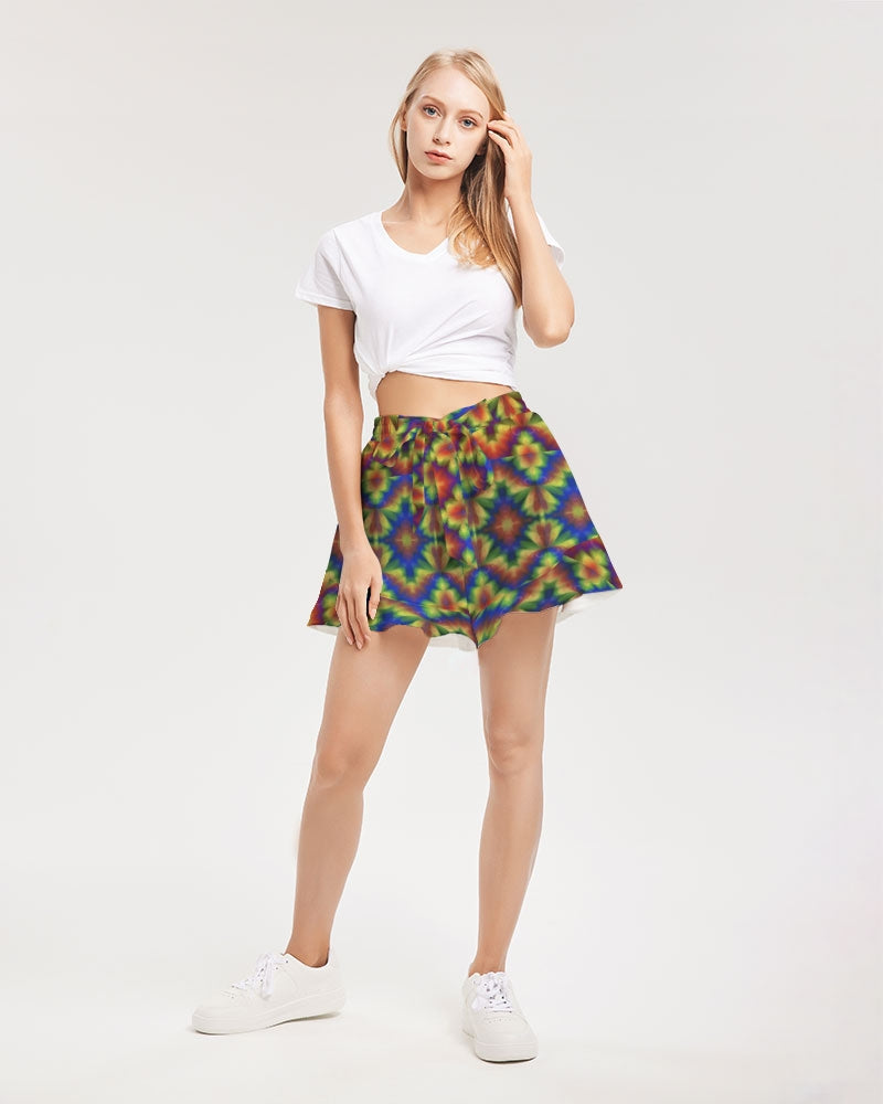 Carnival Kaleidoscope Women's All-Over Print Ruffle Shorts