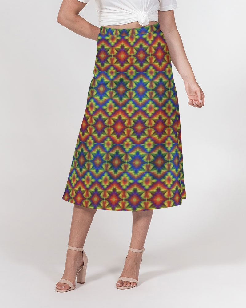 Carnival Kaleidoscope Women's All-Over Print A-Line Midi Skirt