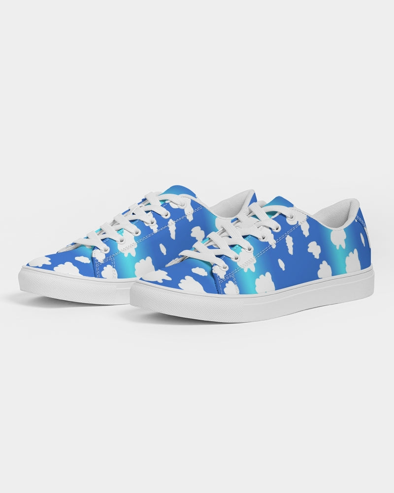 Clouds Pattern Men's Faux-Leather Sneaker