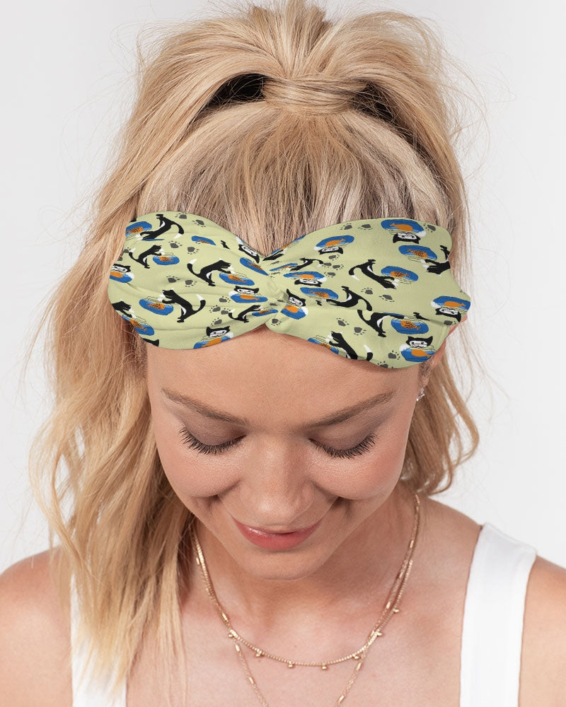 Cat and a Fishbowl Twist Knot Headband Set