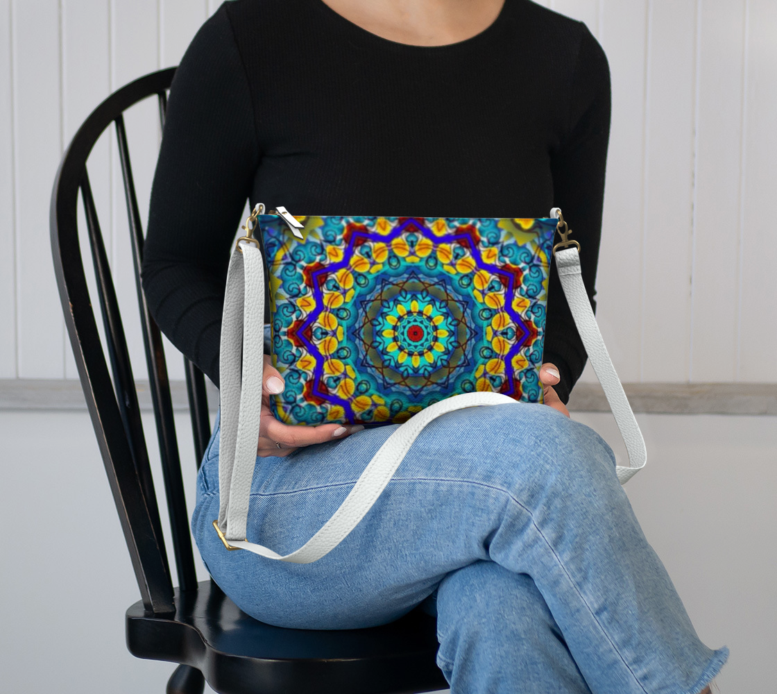 Blue Green Blur Kaleidoscope Vegan Crossbody Purse