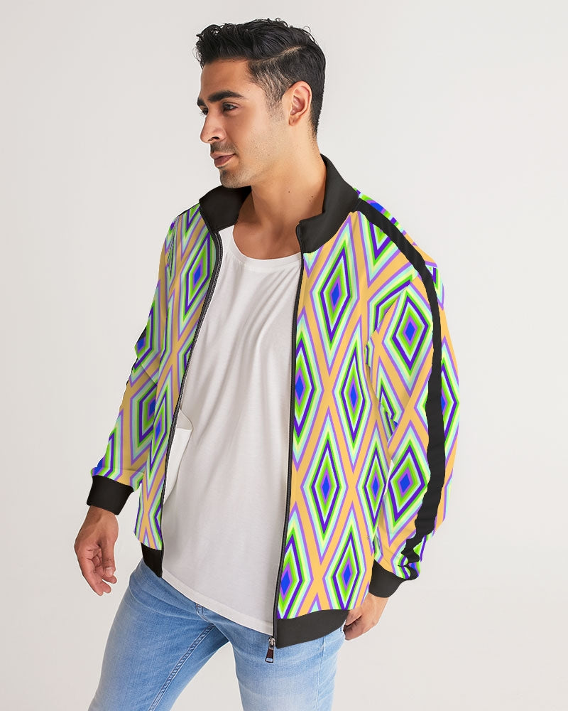 Colorful Diamonds Variation 1 Men's All-Over Print Stripe Sleeve Track Jacket