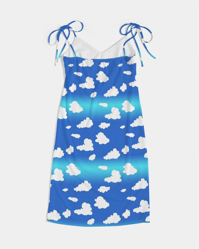 Clouds Pattern Women's All-Over Print Tie Strap Split Dress