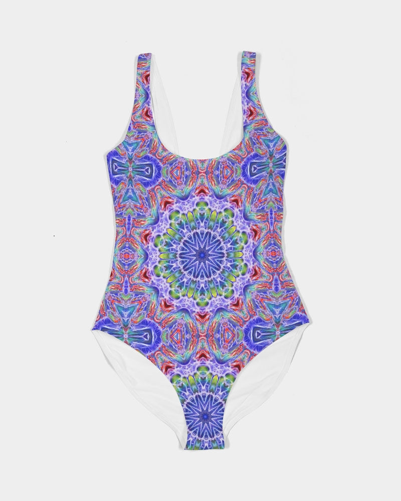 Blue Red Kaleidoscope Women's All-Over Print One-Piece Swimsuit
