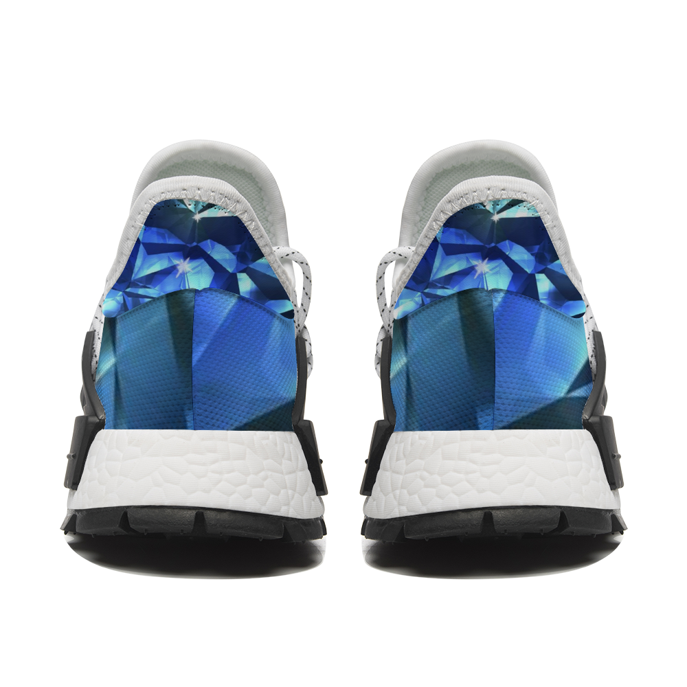 Blue Crystal Pattern Custom Unisex Mid Top Breathable Non-slip Sneakers