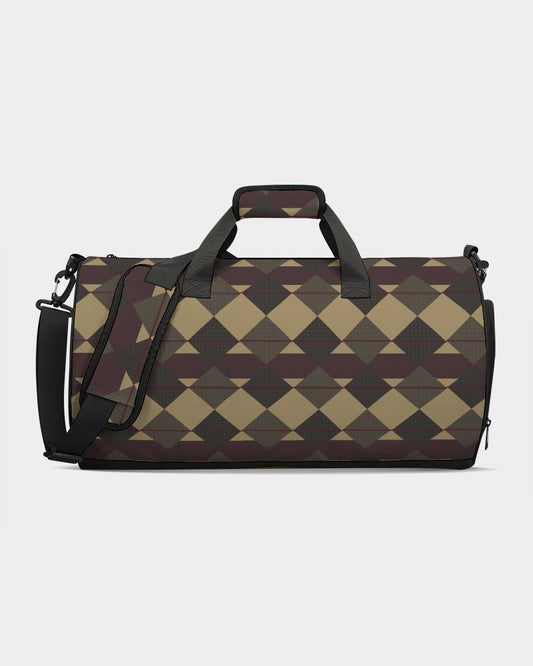 Checkered Brown Plaid Argyle Sports Duffle Bag