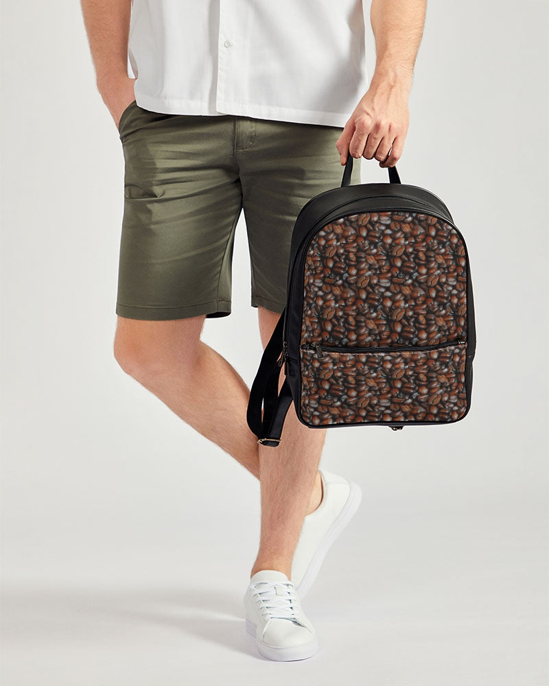 Coffee Bean Pattern Classic Faux Leather Backpack