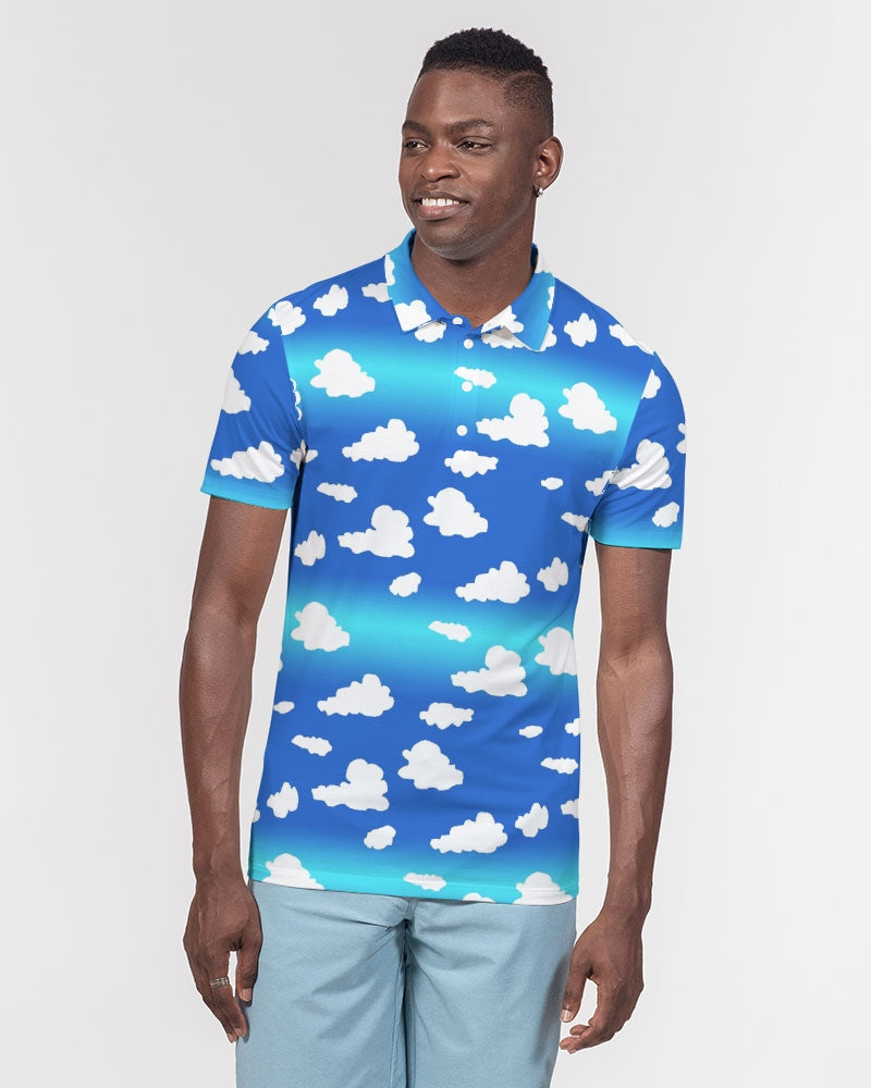 Clouds Pattern Men's All-Over Print Slim Fit Short Sleeve Polo