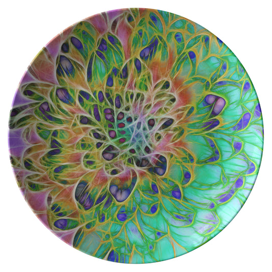 Abstract Peacock Chrysanthemum Dinner Plate