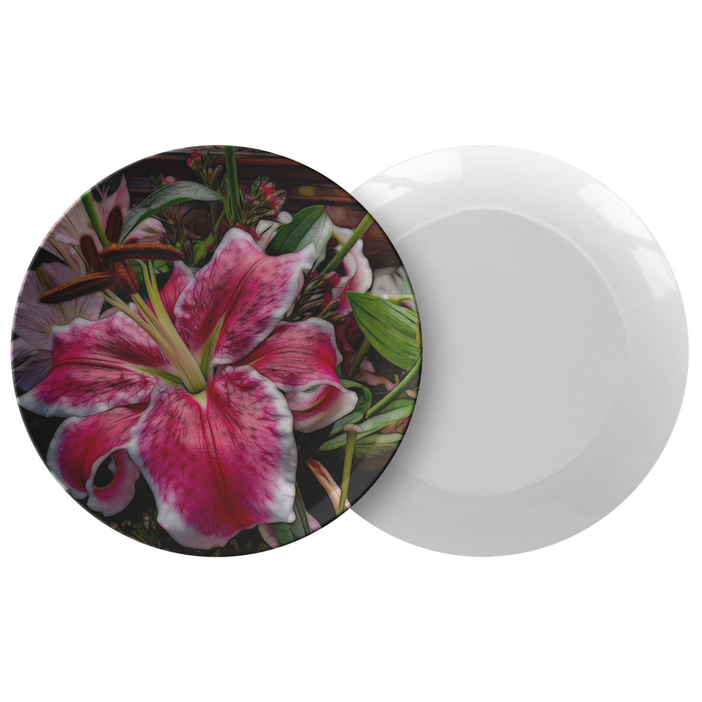 Big Petaled Pink and White Lily Dinner Plate