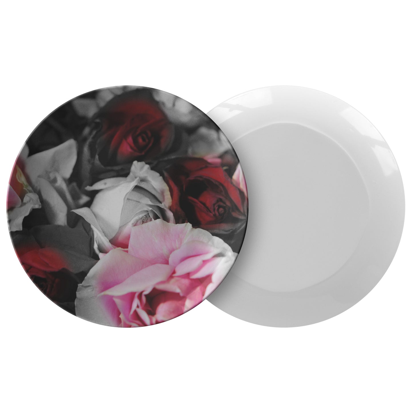 Black and White Roses Fade Dinner Plate