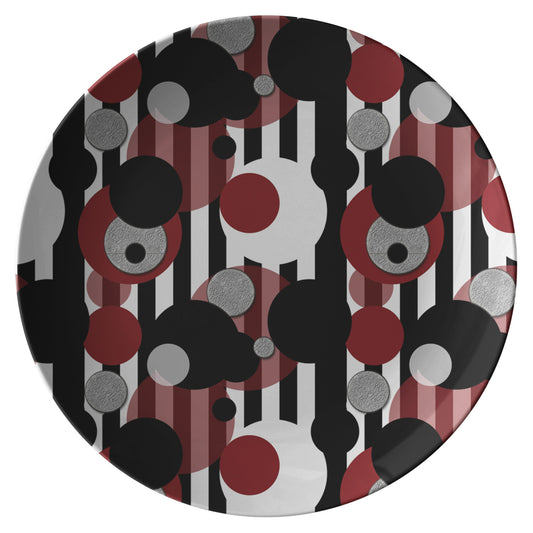 Black and White Stripes and Dots Dinner Plate