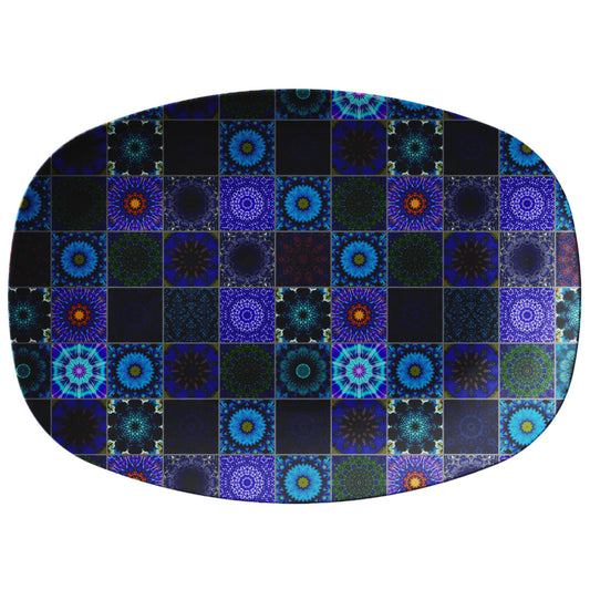 Blue Crazy Quilt Snack Platter