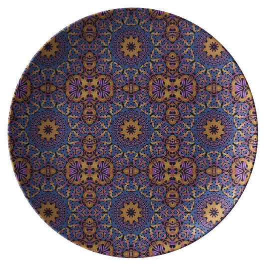 Blue Gold Celtic Knot Kaleidoscope Dinner Plate