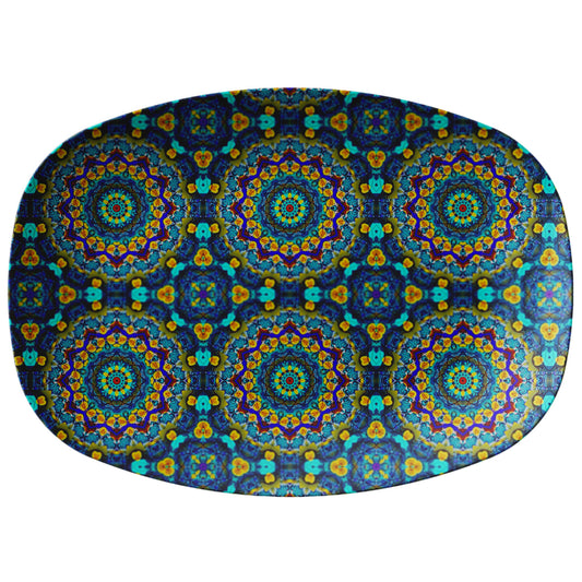 Blue Green Blur Kaleidoscope Snack Platter