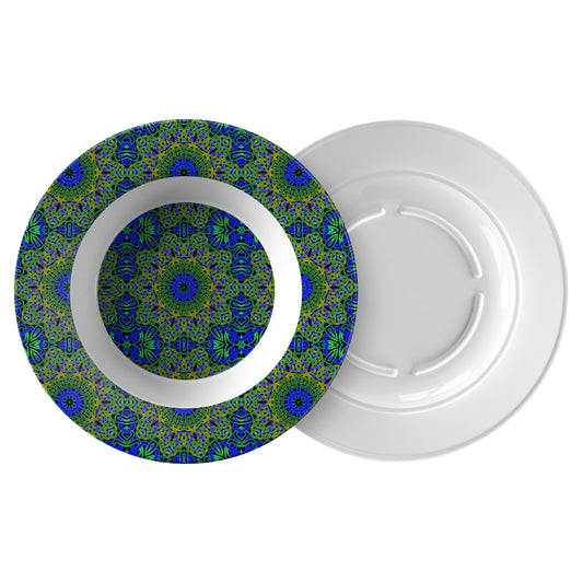 Blue Green Celtic Kaleidoscope Dinner Bowl