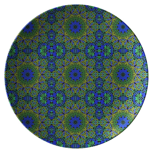 Blue Green Celtic Kaleidoscope Dinner Plate