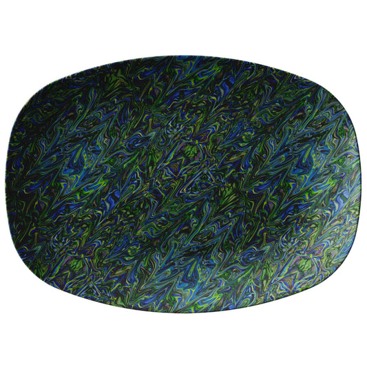 Blue Green Liquid Marbling Snack Platter