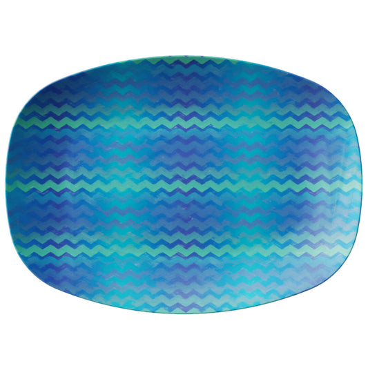 Blue Green Mermaid Stripes Snack Platter