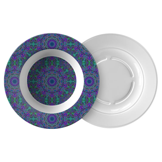 Blue Green Purple Kaleidoscope Dinner Bowl